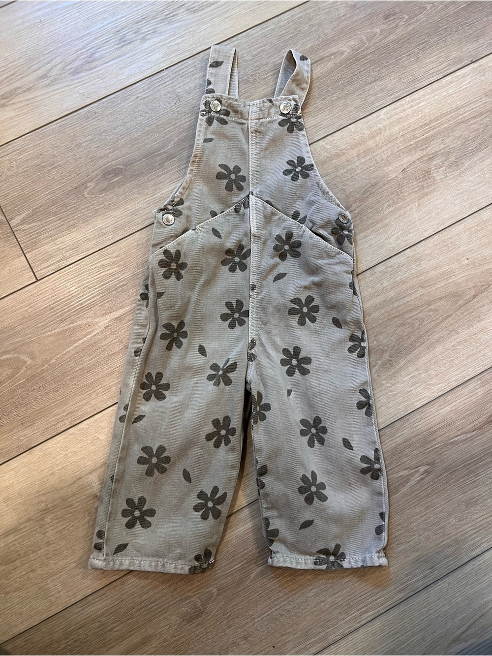 Stylish & Rare  🌼 Toddler Zara Grey / Green Overalls with Floral Print